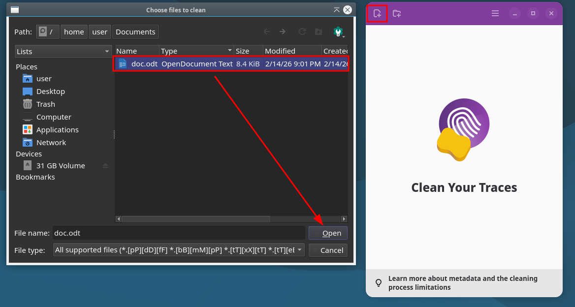 Selecting file