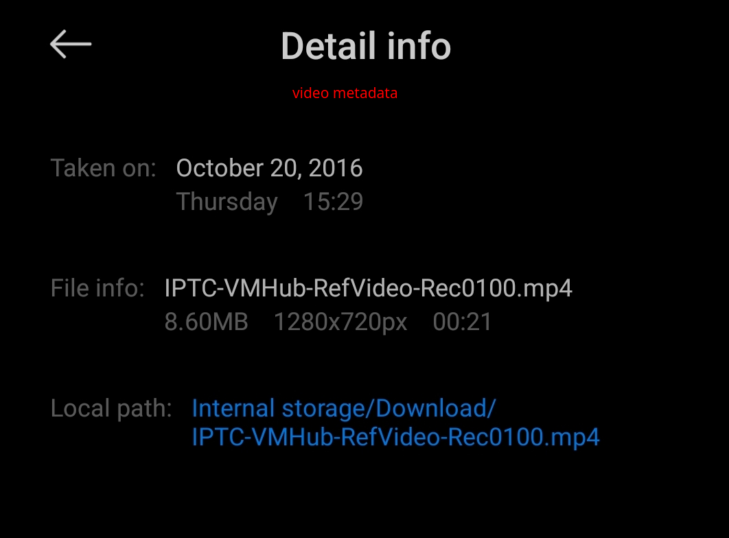 Video metadata